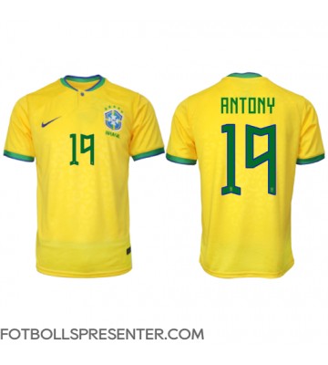 Brasilien Antony #19 Hemma Matchtröja VM 2022 Kortärmad
